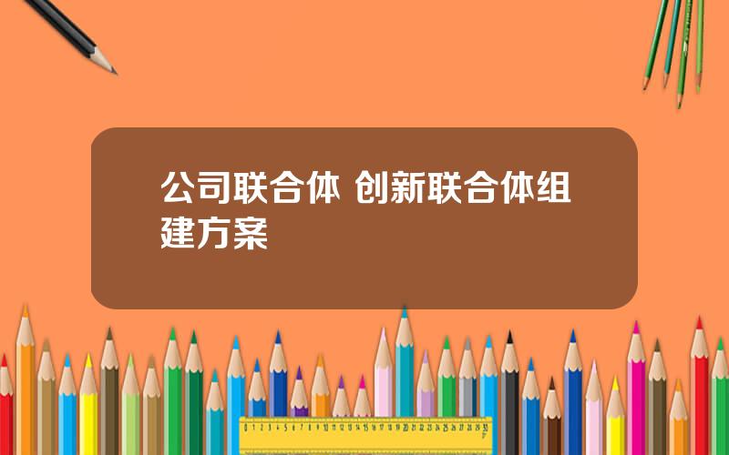 公司联合体 创新联合体组建方案